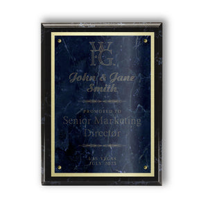 Classic Diamond Engraved Marble Plaque on Black Marble Board