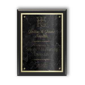 Classic Diamond Engraved Marble Plaque on Black Matte Board