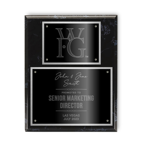Modern Diamond Engraved Plaque on Black Marble Board – WFG Store